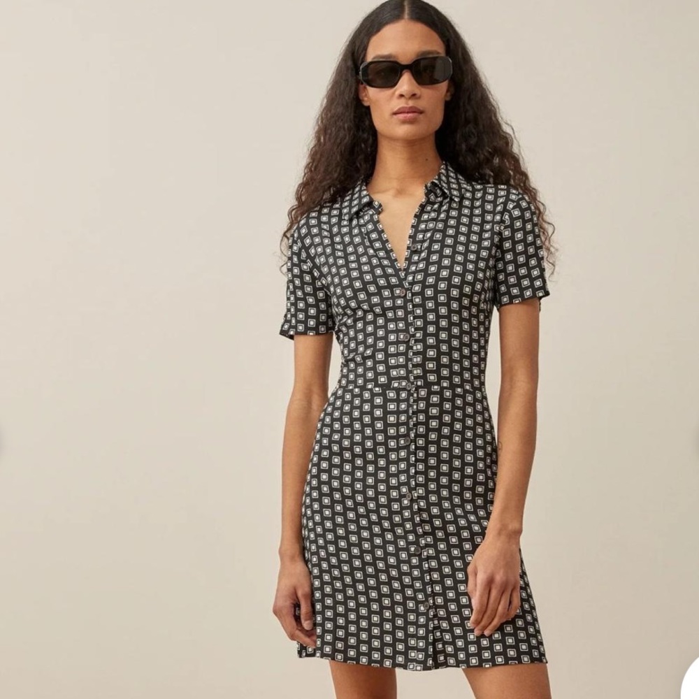 Reformation Black and White Patterned Dress